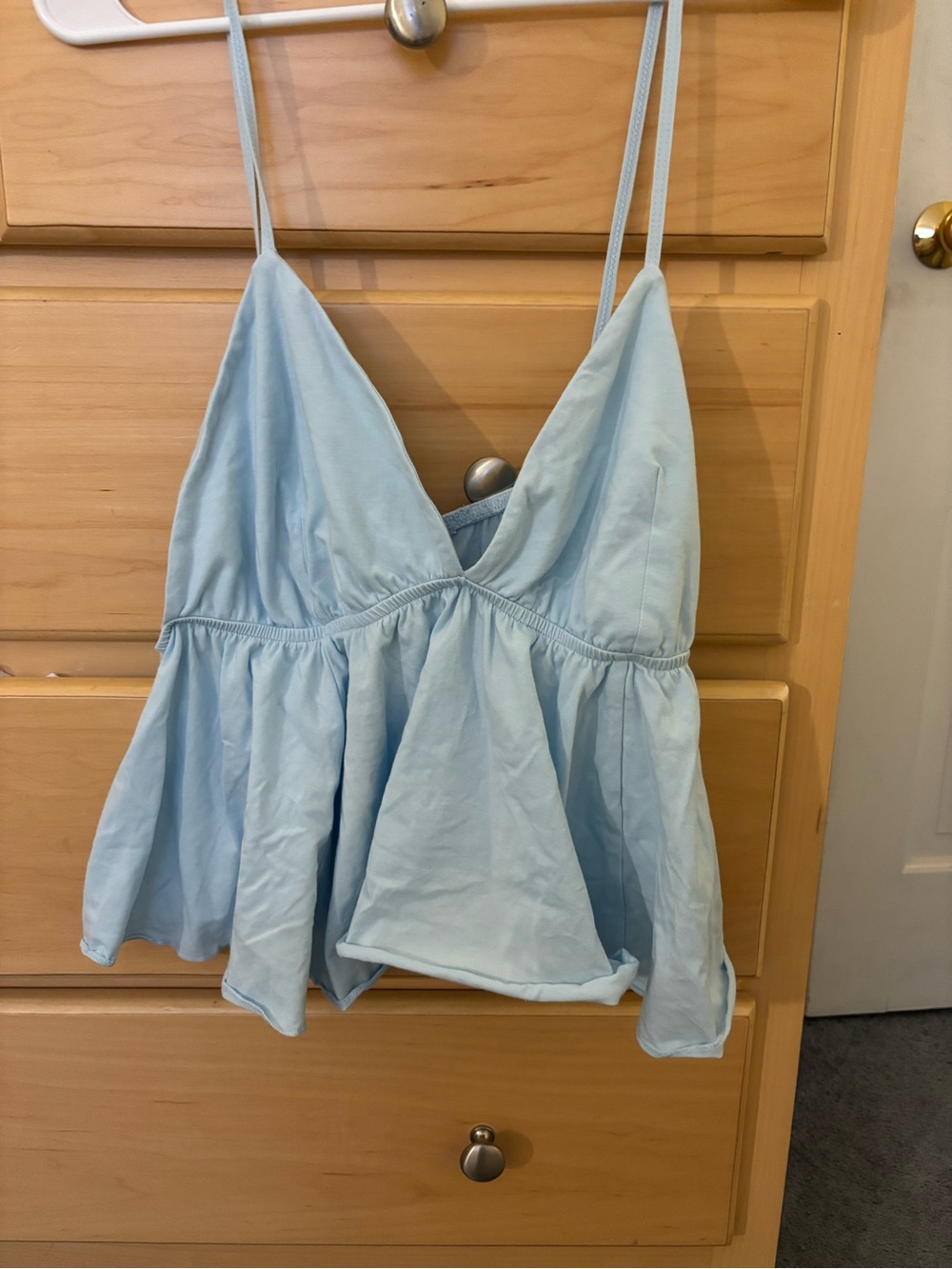 wild fable Light Blue Spaghetti Strap Peplum Camisole